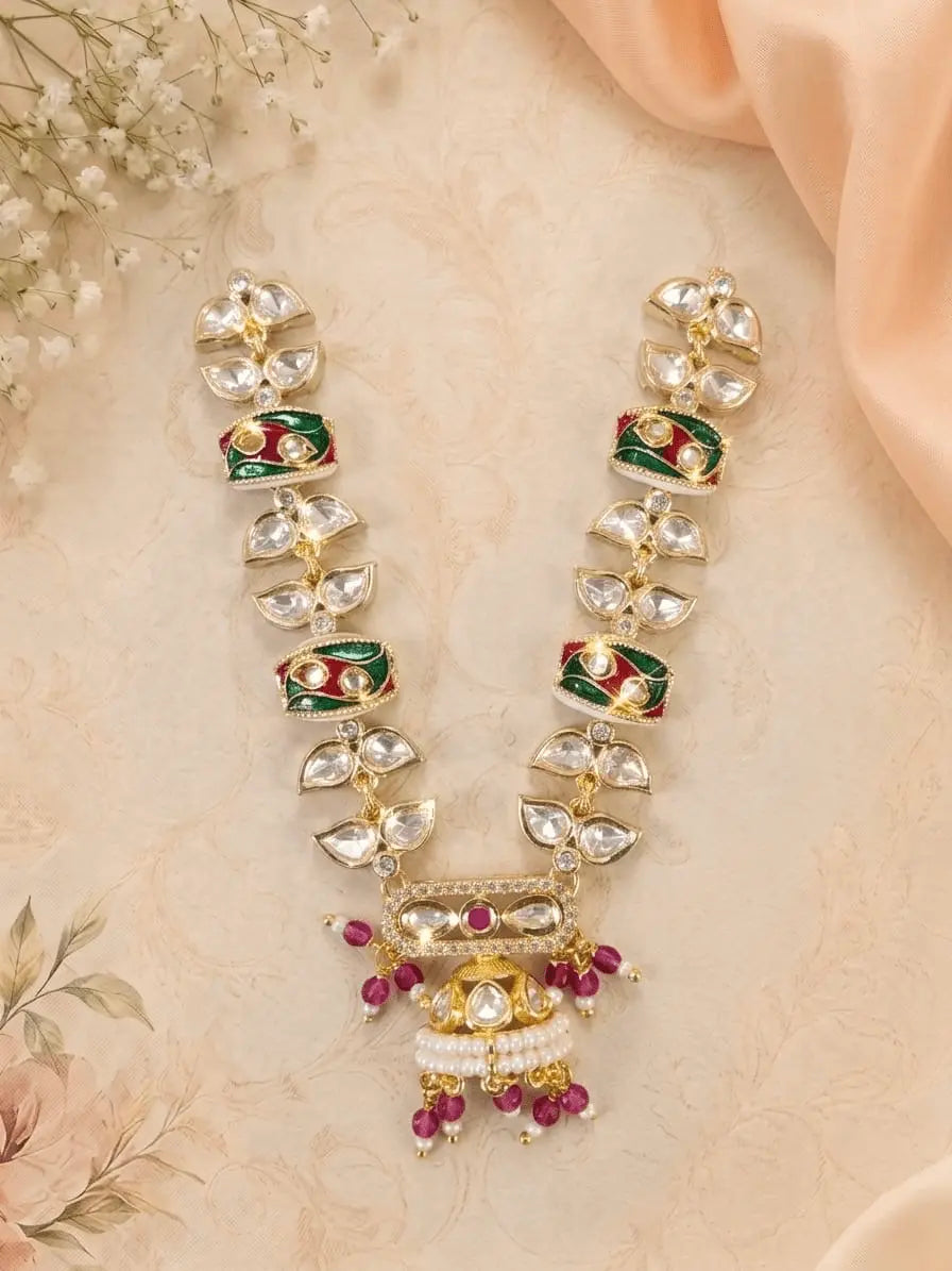 Kundan Moissanite Meena Mala