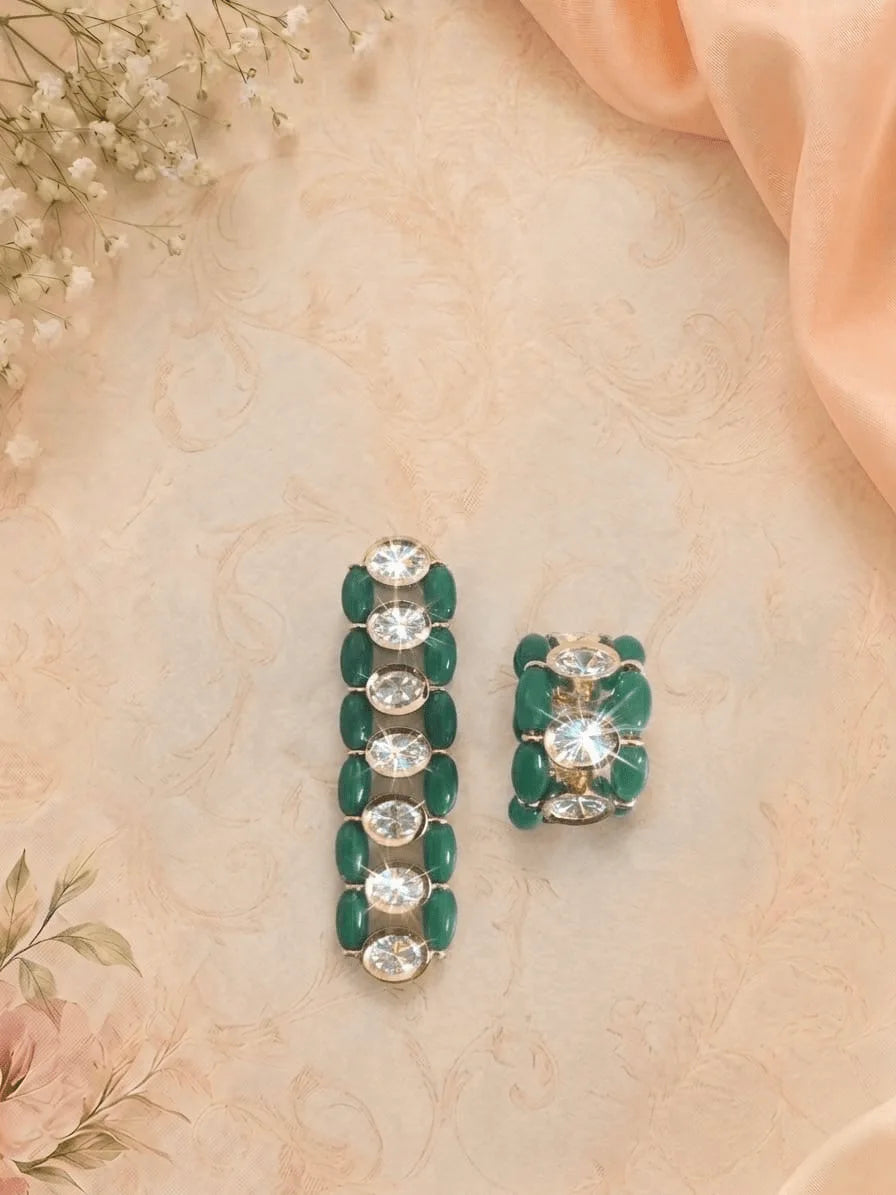 Kundan Moissanite foldable kada