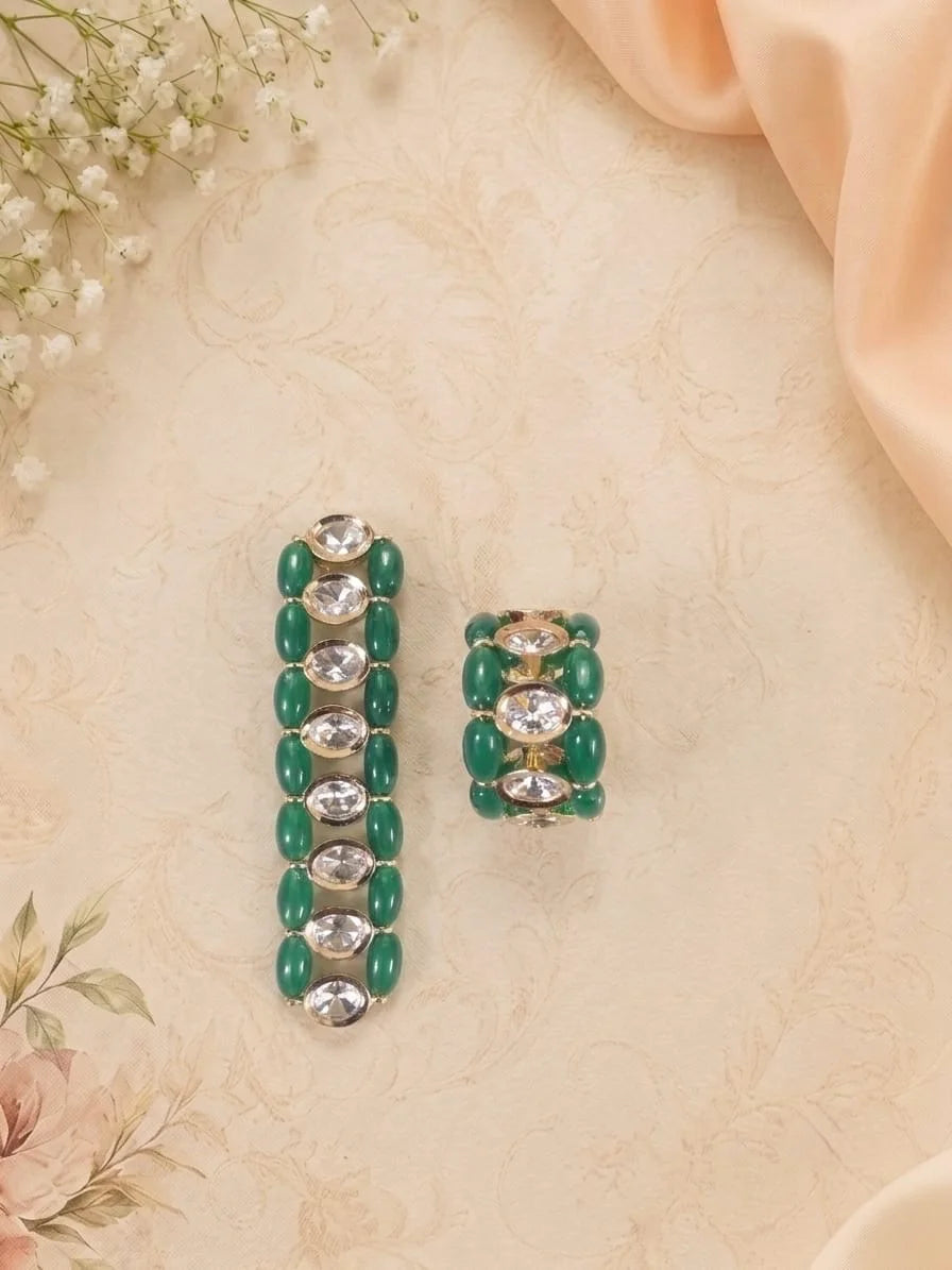 Kundan Moissanite foldable kada
